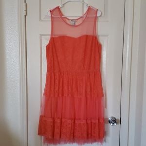 Salmon  Pink Lace Dress
